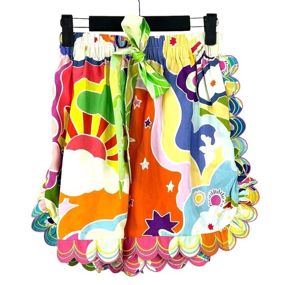 New Celia B Lyra Shorts Womens Size XS Floral Oversized Embroidered Scalloped U2 - Picture 3 of 12